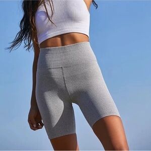 Free People Black Ribbed Bike Shorts